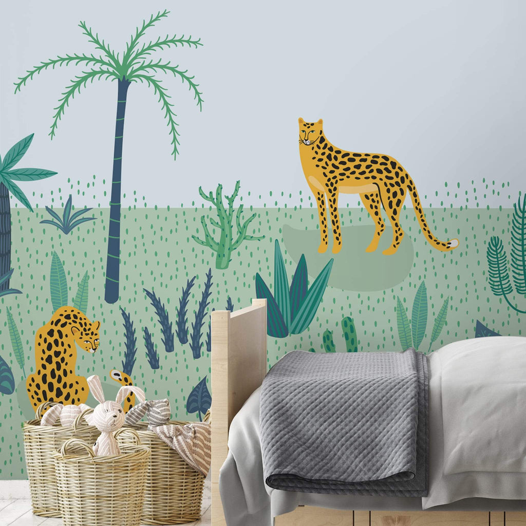 obrazová tapeta do dětského pokoje leopardi příroda