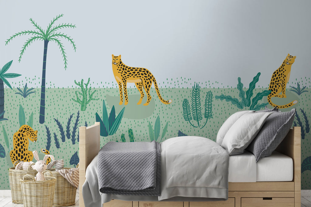 Inspirační foto dětského pokoje s tapetou a posteli