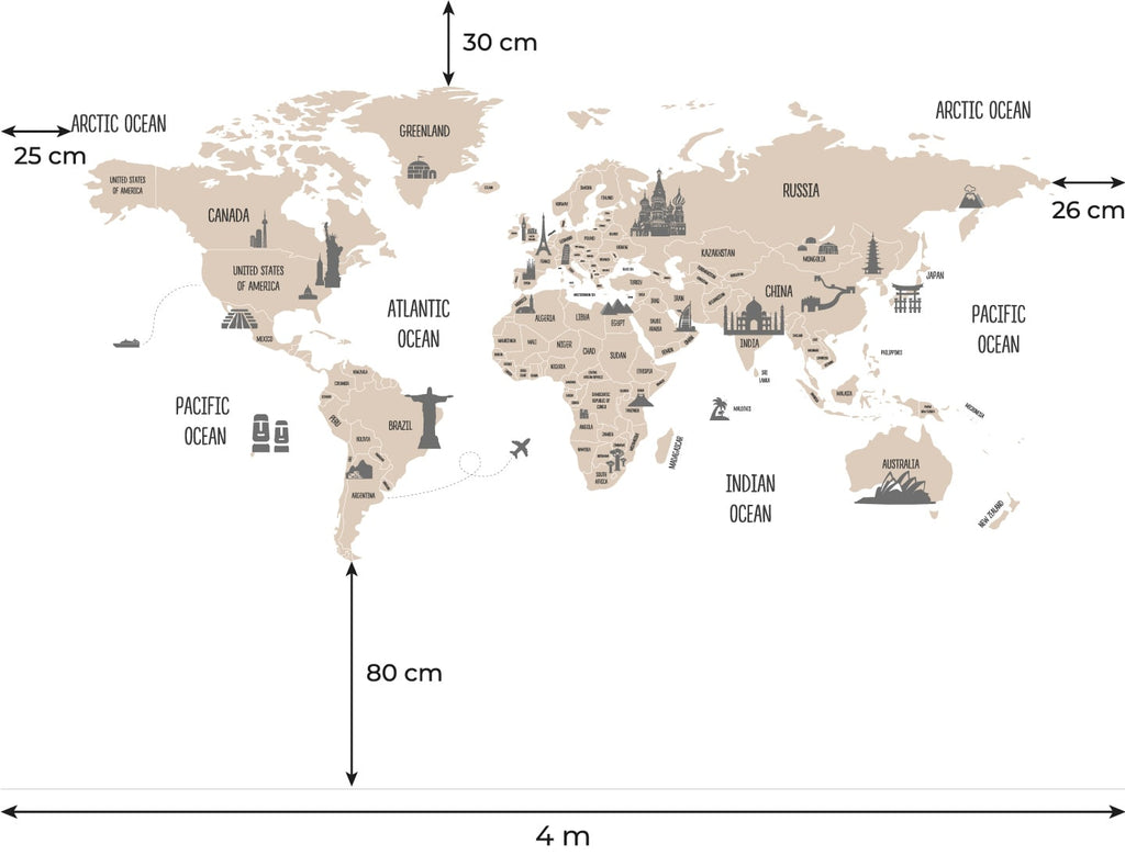 tapeta mapa světa na zeď okotovaná