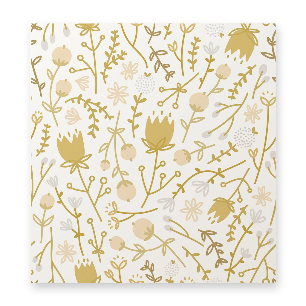 vzorek tapety se květiny v skandinávském stylu v žluté barvě